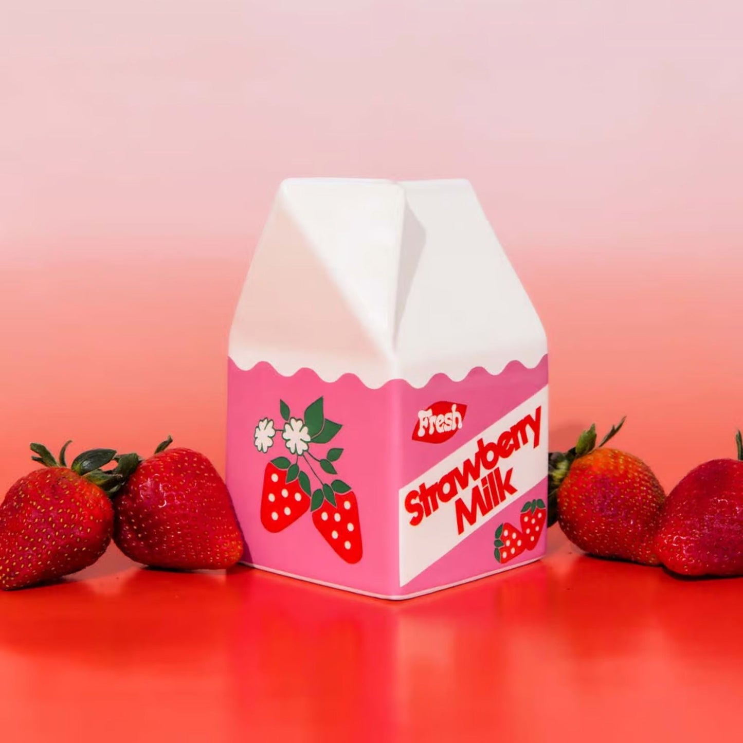 Ban.do Strawberry Milk Graphic Vase | Aesthetic Graphic Novelty Vase in Gift Box