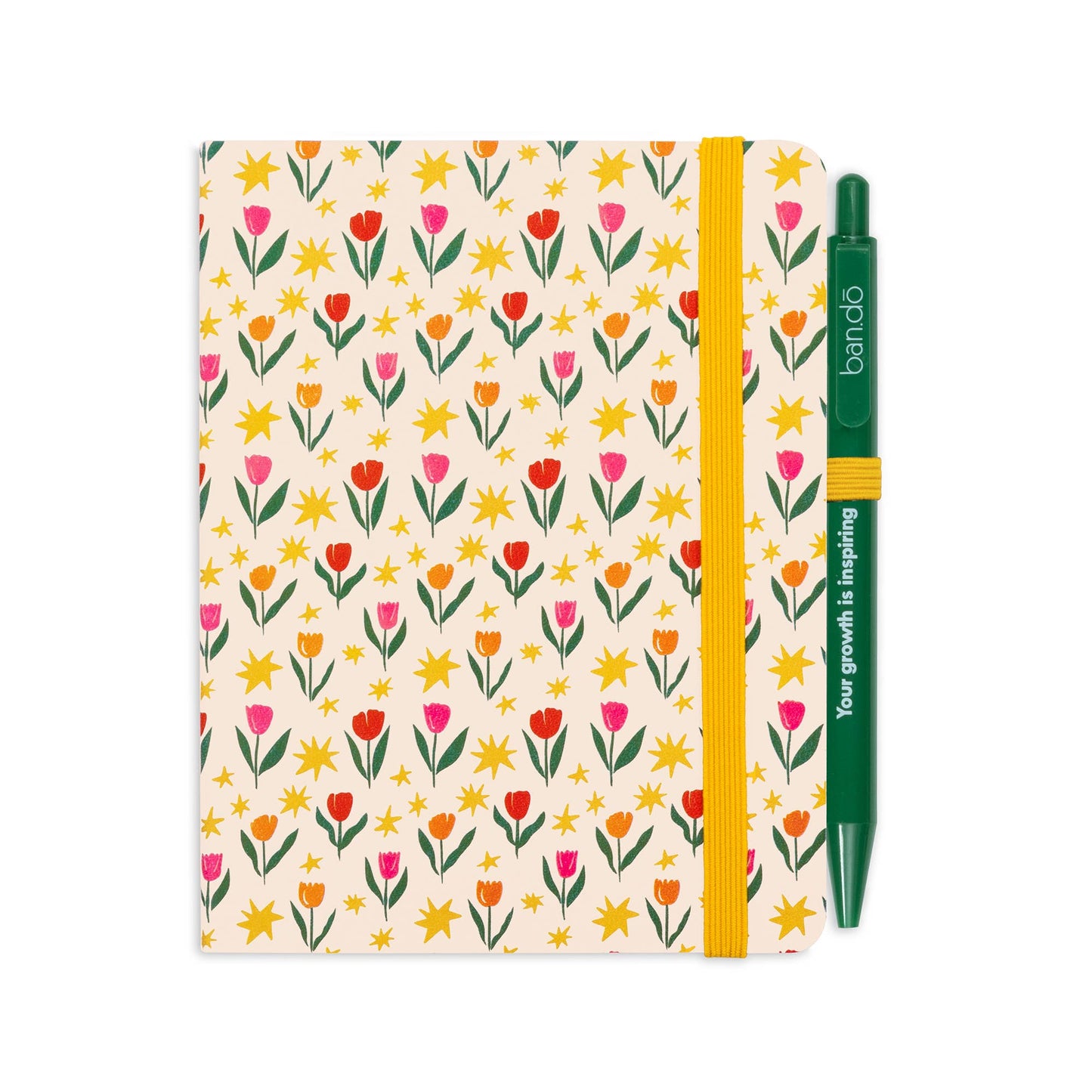 Ban.do Tulips on Cream Mini Notebook with Pen | Compact and Handy Journal Stationery