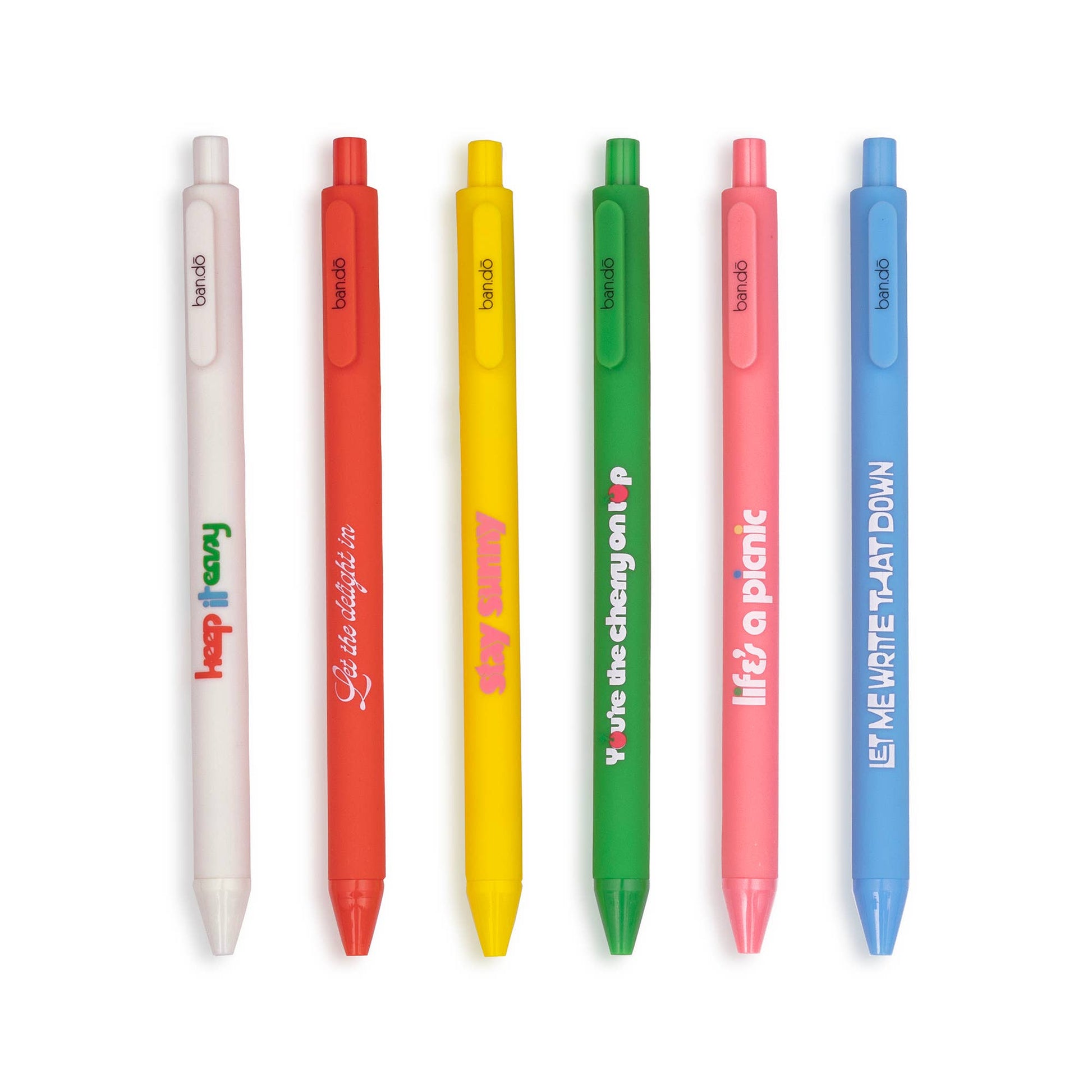 Ban.do Write On Keep It Easy Gel Pen Set | Rainbow Colored Pens | Set of 6