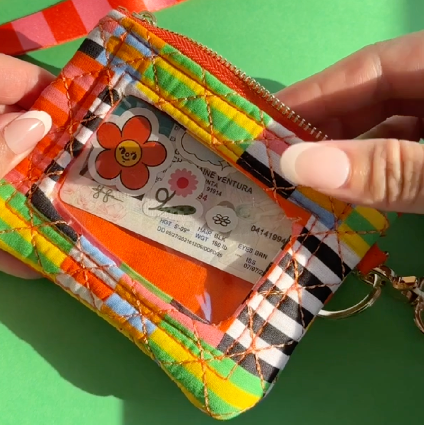 Ban.do Zip ID Lanyard in Black Stripe with Charm | Badge Holder Zippered Pouch with Keychain-Ban.do-The Bullish Store