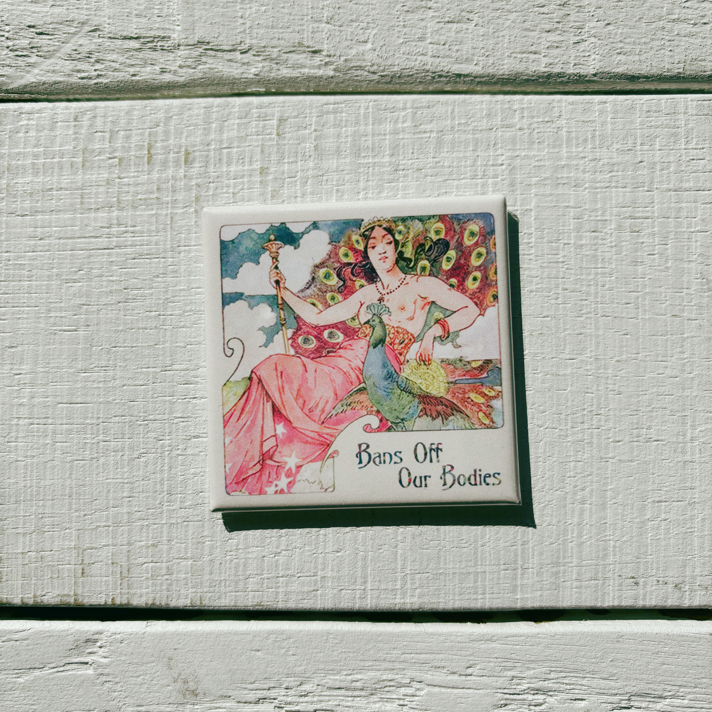 Bans Off Our Bodies Anti-Patriarchy Feminist Magnet | Vintage Imagery Fridge Magnet | 2" x 2"
