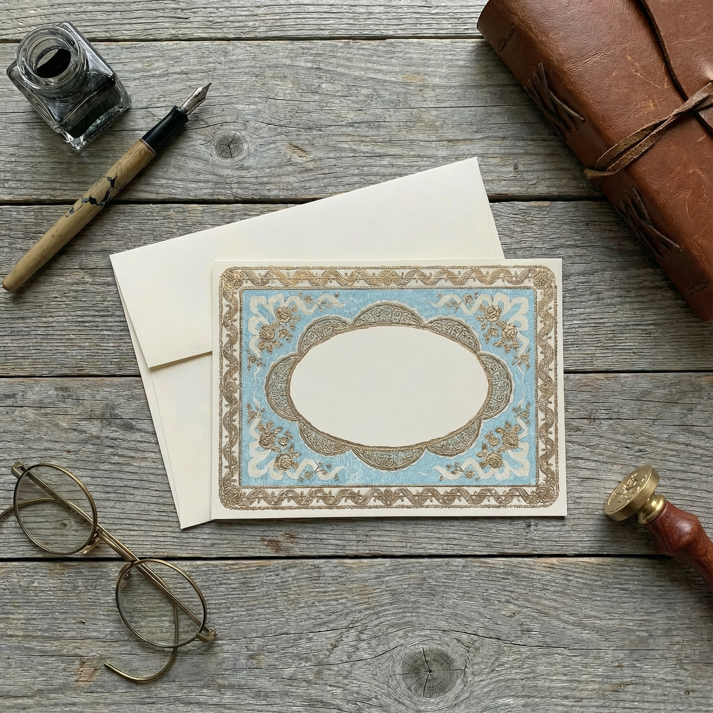 Baroque Single Sided Handmade Notecard Set of 8