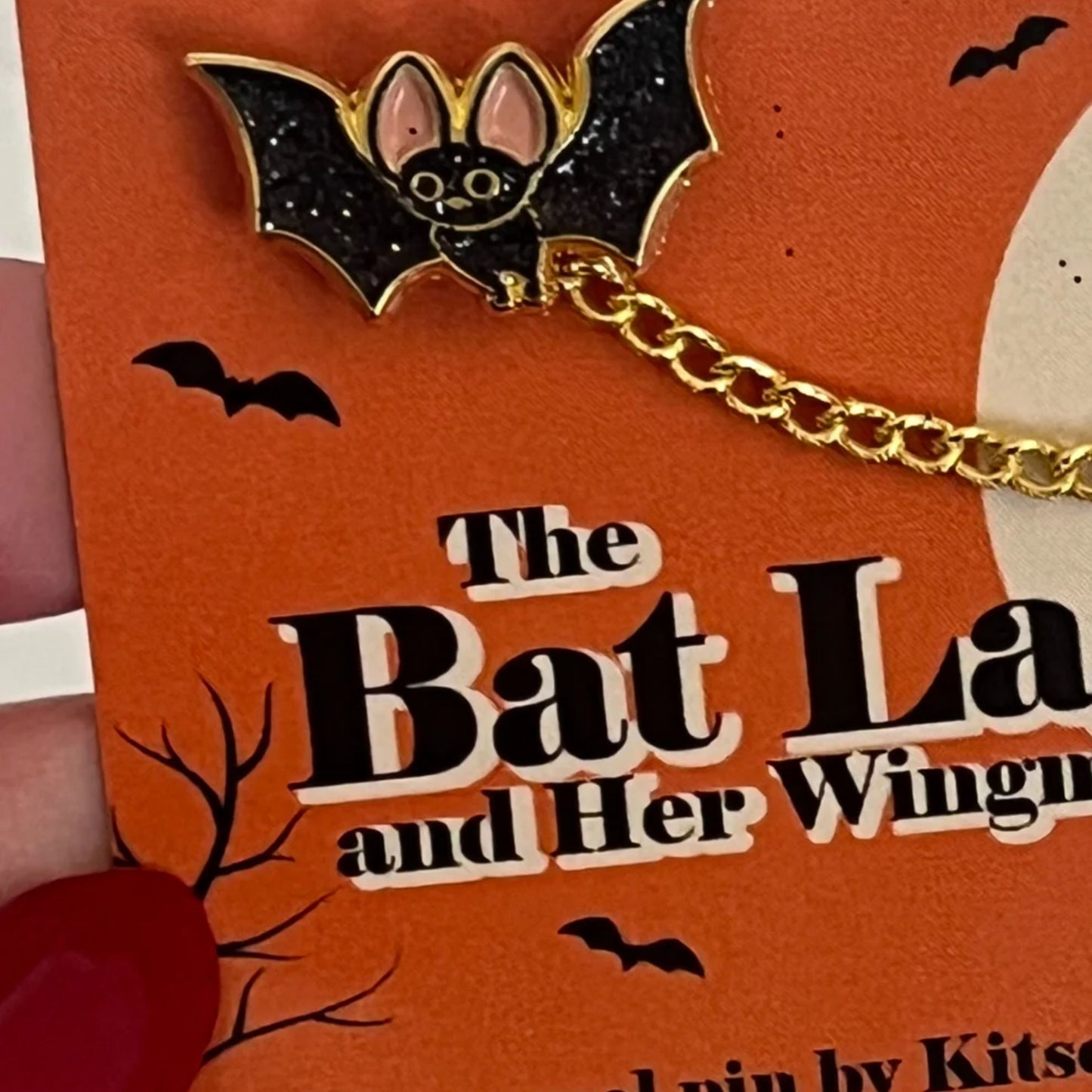 Bat-themed enamel pin