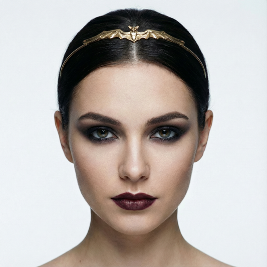 Bat Power Headband Tiara in Silver or Gold | Spooky Headwear Accessory | Halloween, Goth Hairpiece