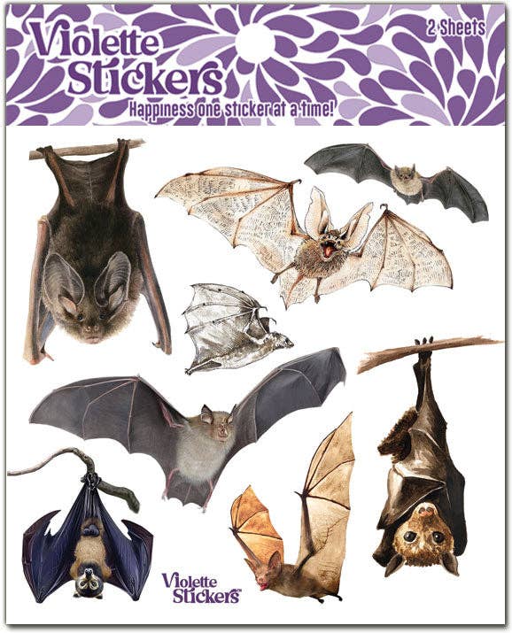 Bats Stickers | 4" x 4" Paper Stickers | 2 Sheets