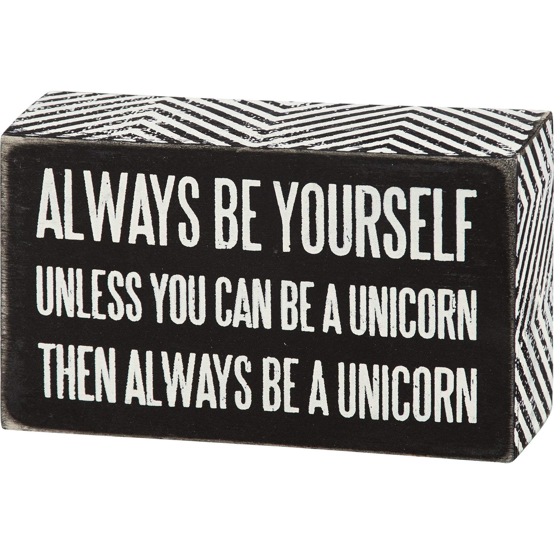 Be A Unicorn Box Sign | Classic Black and White Wall Desk Decor | 5" x 3"