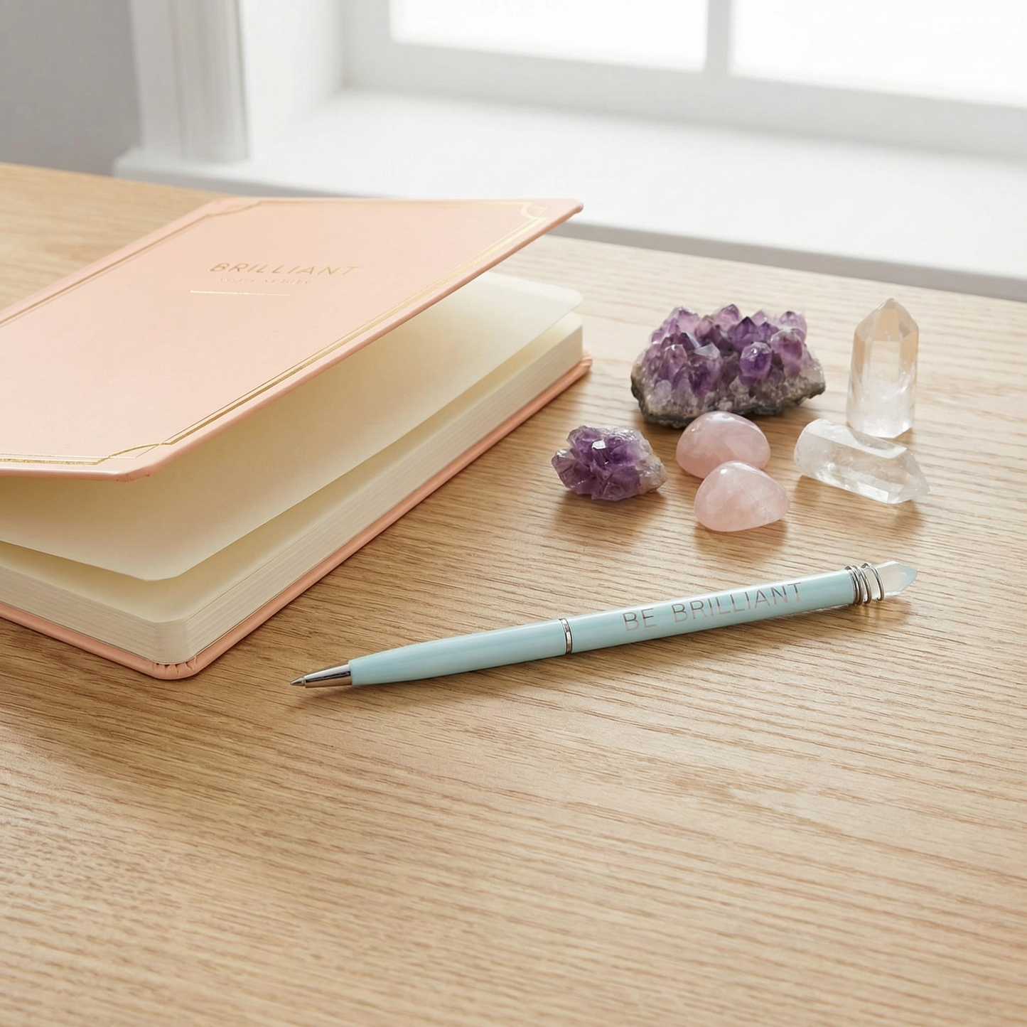 Be Brilliant Crystal Pen | Mint Metal Barrel with Faceted Gem Top