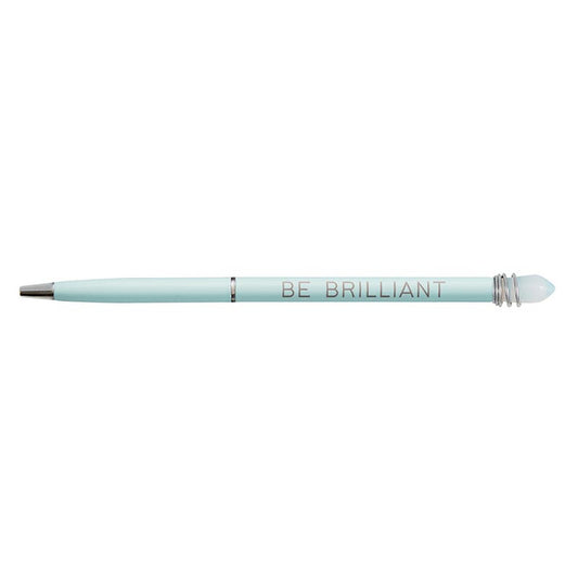 Be Brilliant Crystal Pen | Mint Metal Barrel with Faceted Gem Top