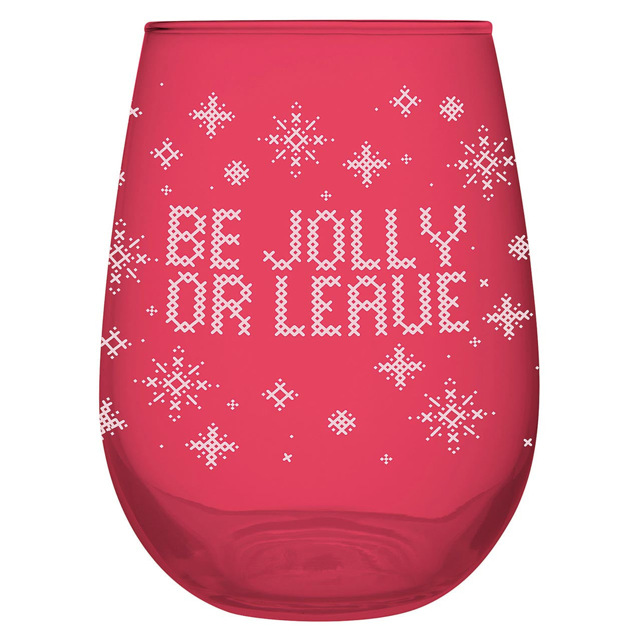 Be Jolly or Leave Stemless Christmas Wine Glass in Red | Holiday Drinkware 20 Oz