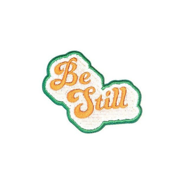 Be Still Iron-On Patch | Fabric Heat-transfer Embroidered Phrase Patch