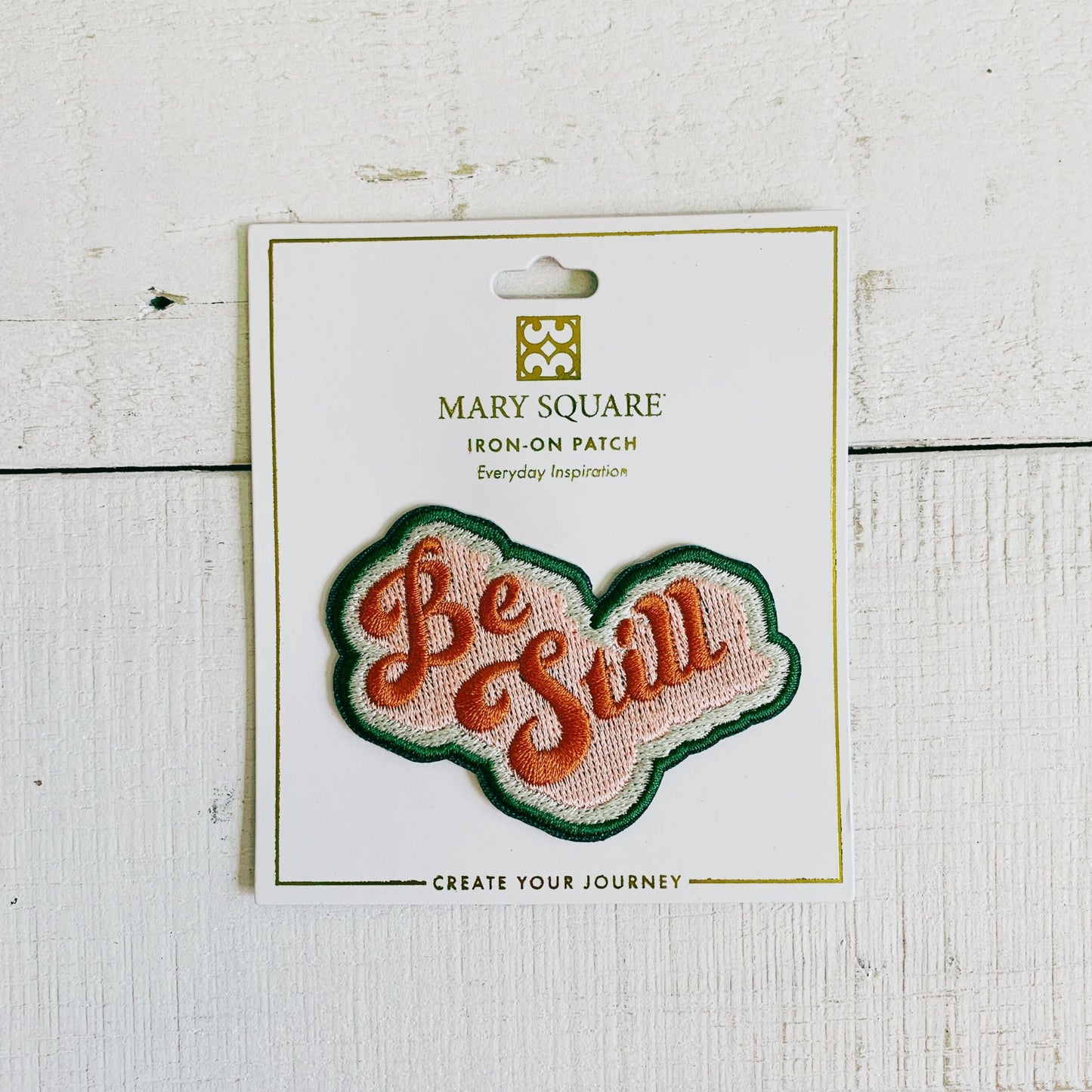 Be Still Iron-On Patch | Fabric Heat-transfer Embroidered Phrase Patch