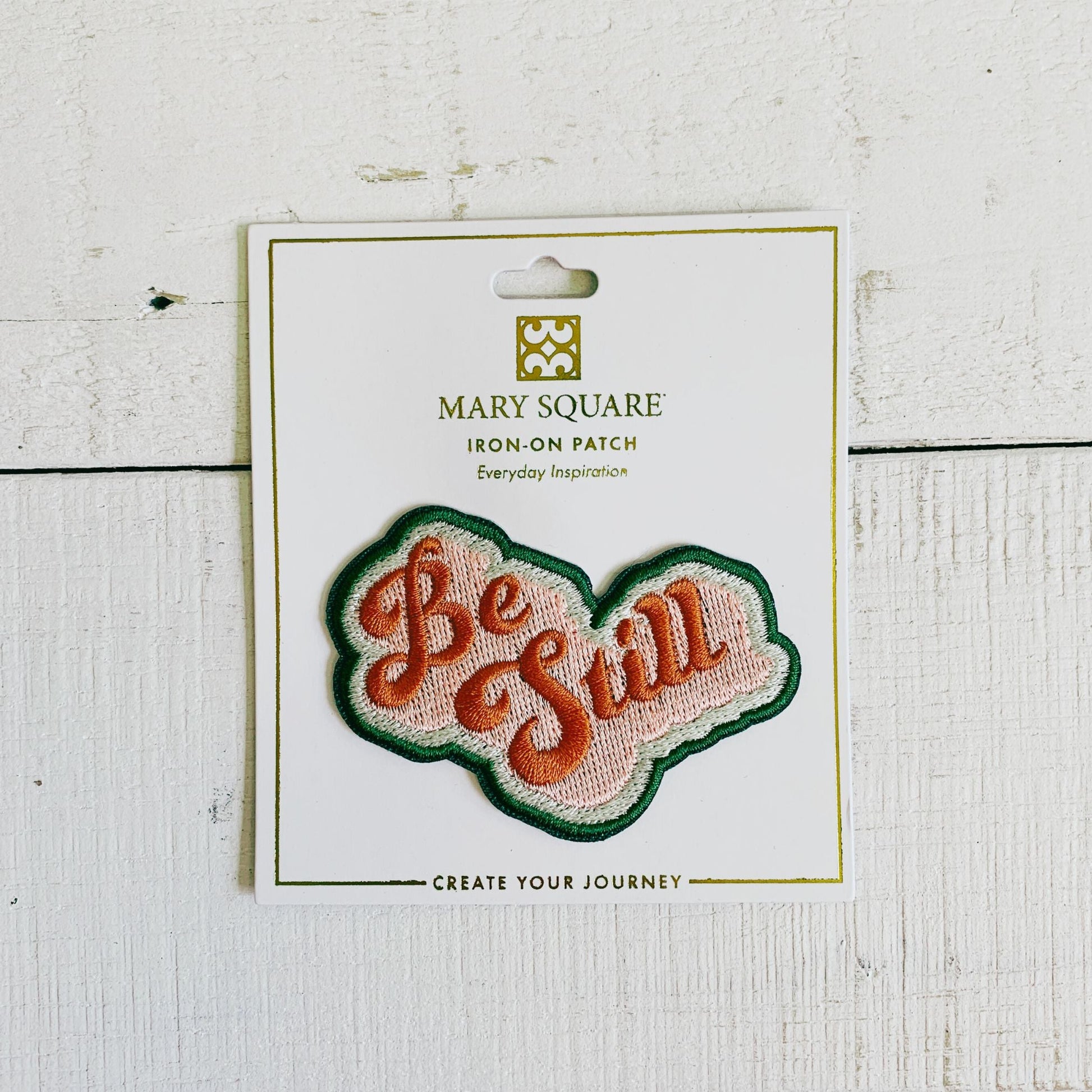 Be Still Iron-On Patch | Fabric Heat-transfer Embroidered Phrase Patch