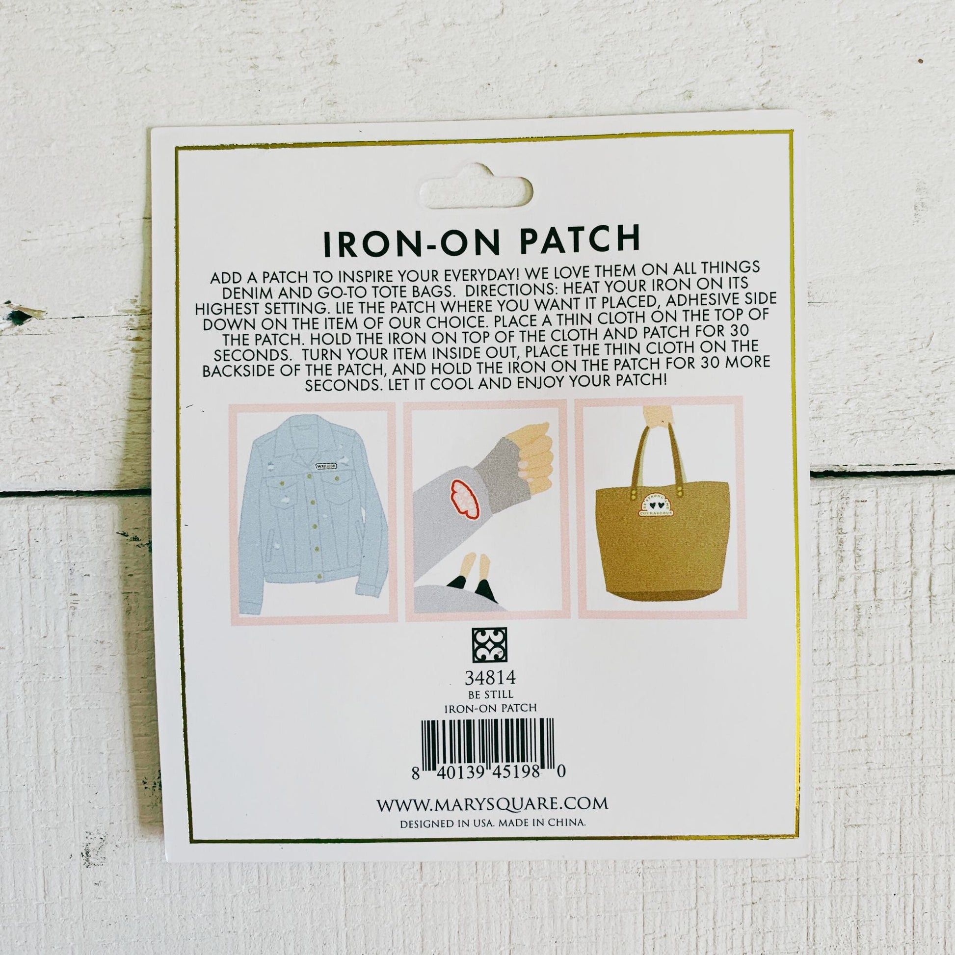 Be Still Iron-On Patch | Fabric Heat-transfer Embroidered Phrase Patch