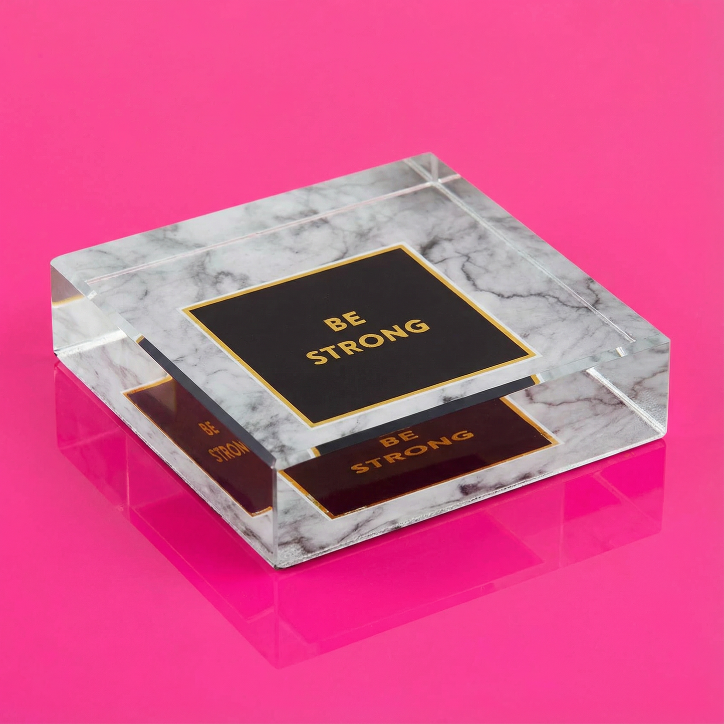 Be Strong 3"x3" Paperweight in Marble