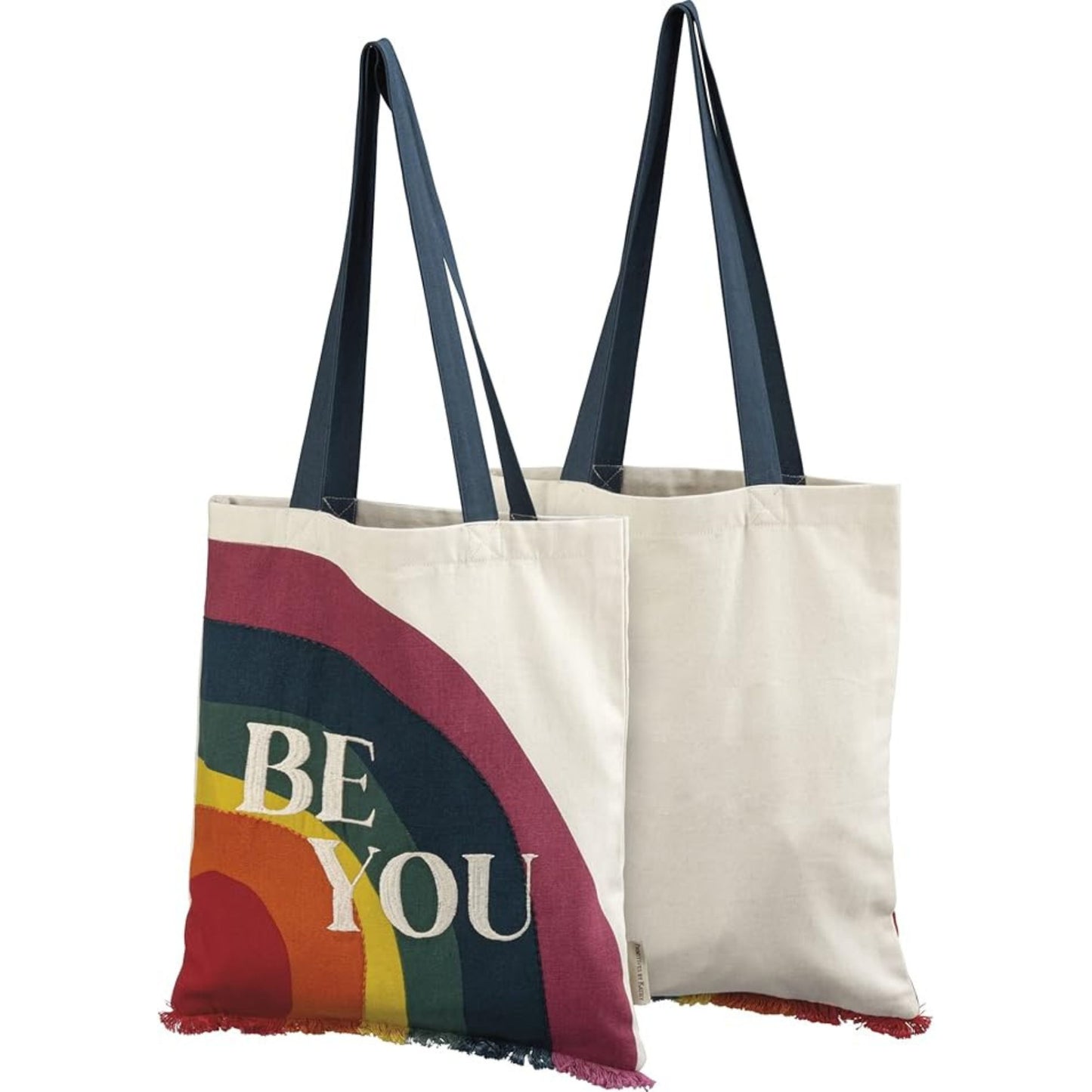 Tote bag with rainbow design and 'BE YOU' text 