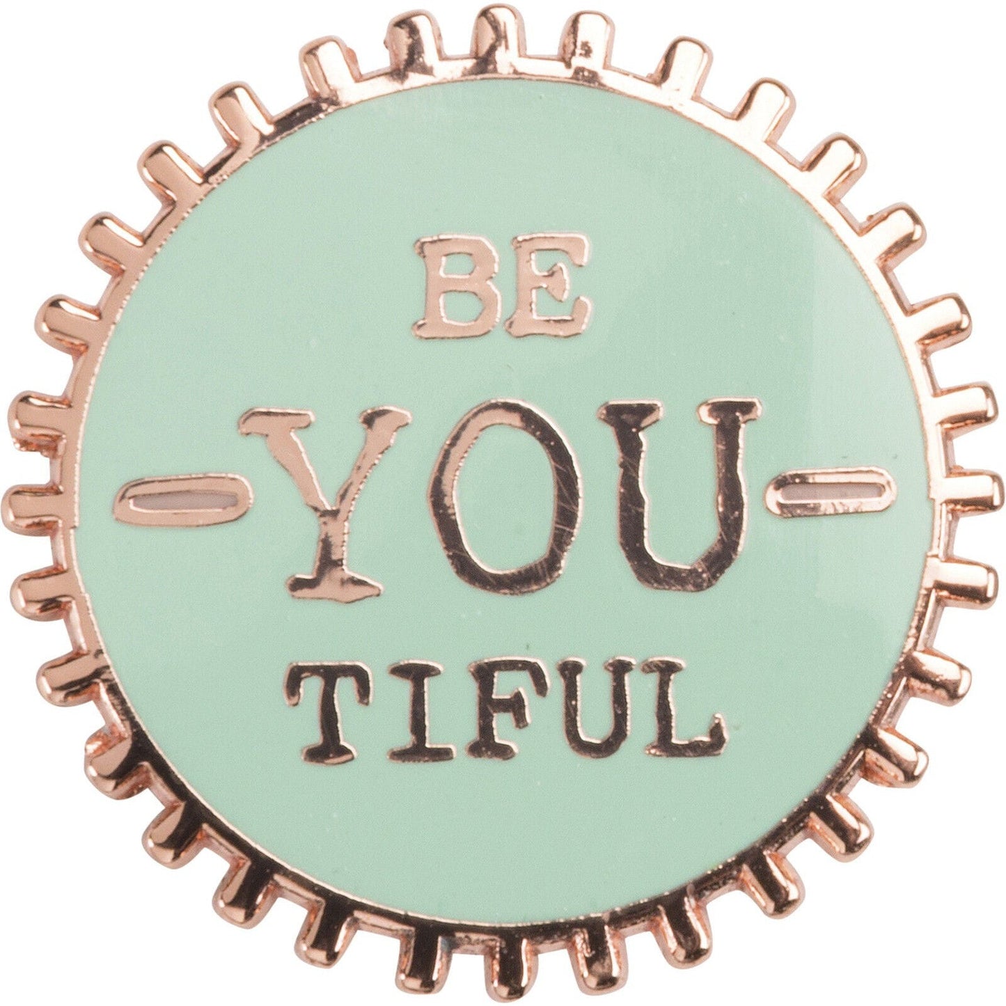Be You Ti Ful Bottle Cap Style Enamel Pin on Gift Card
