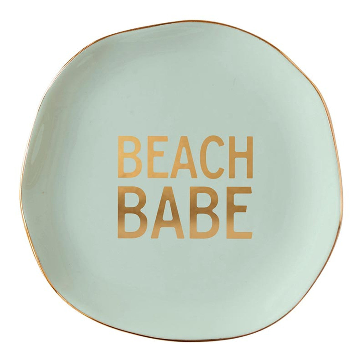 Beach Babe Sage Green Ceramic Tray with Makeup Sponge Gift Set | Cosmetic Giftable Beauty Tools Set