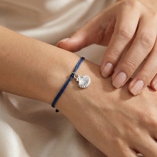 Beach Blue Cord Bracelet | Shell Charm Jewelry