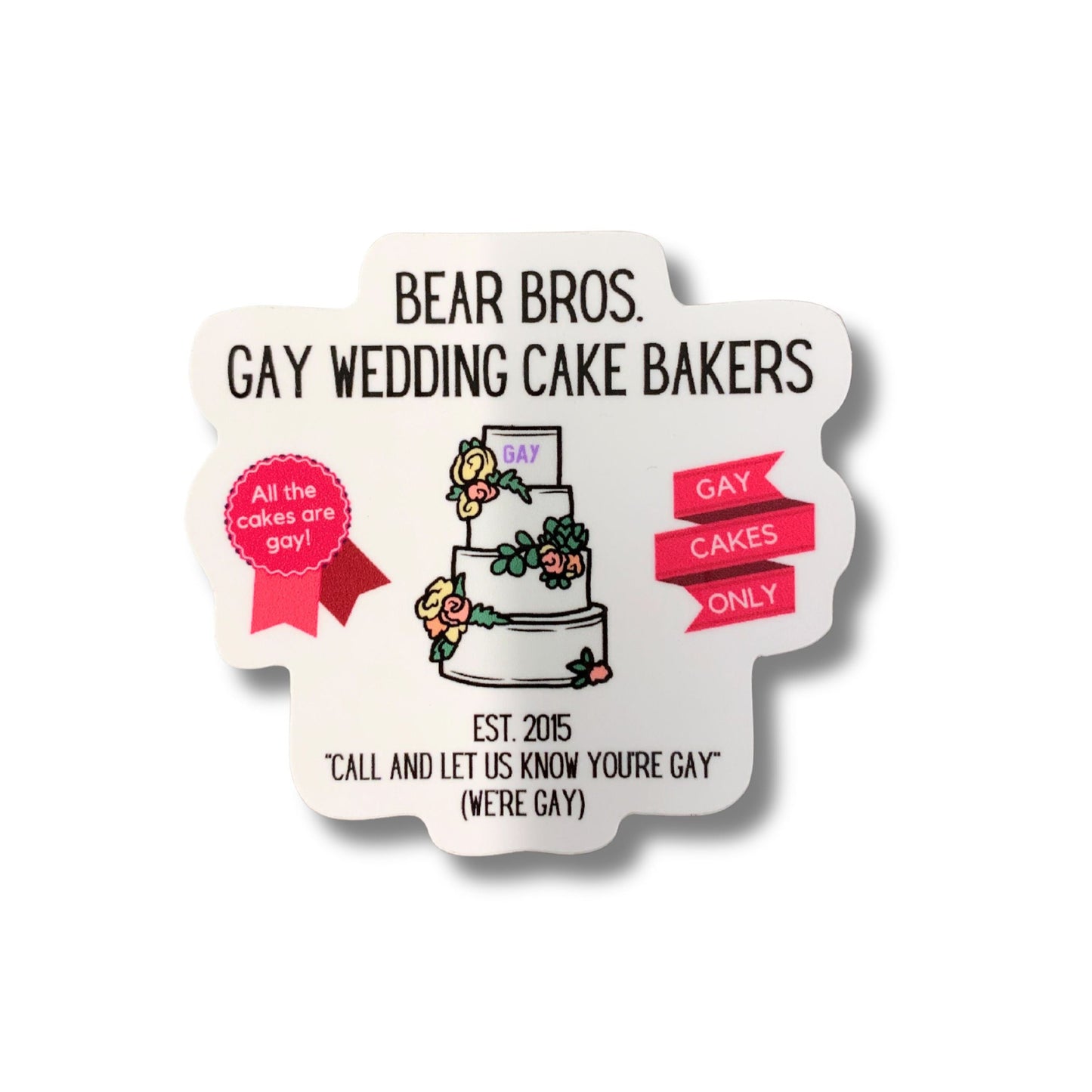 Bear Bros Gay Wedding Cake Baker Vinyl Sticker | Pride LGBTQ+ Funny Decal