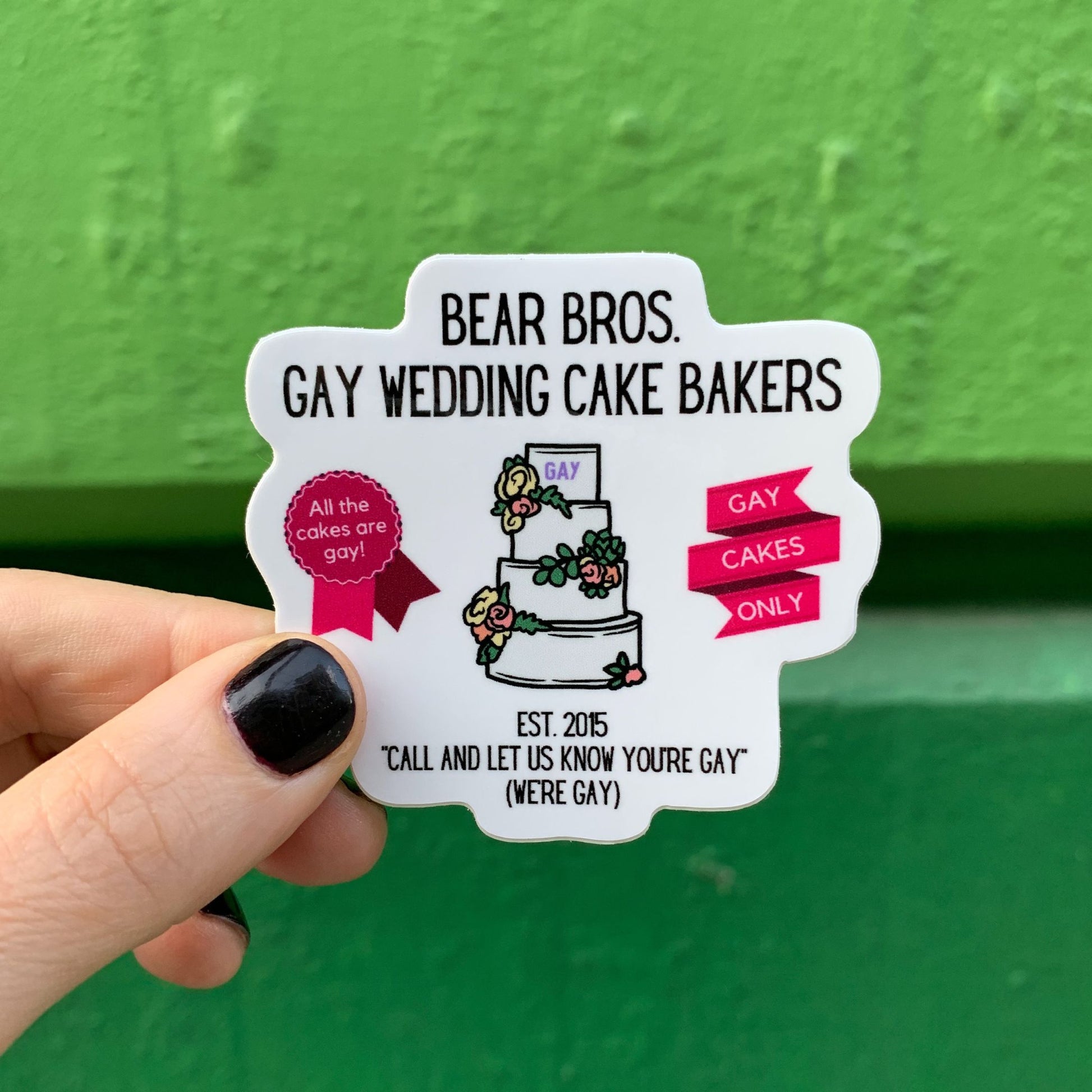 Bear Bros Gay Wedding Cake Baker Vinyl Sticker | Pride LGBTQ+ Funny Decal