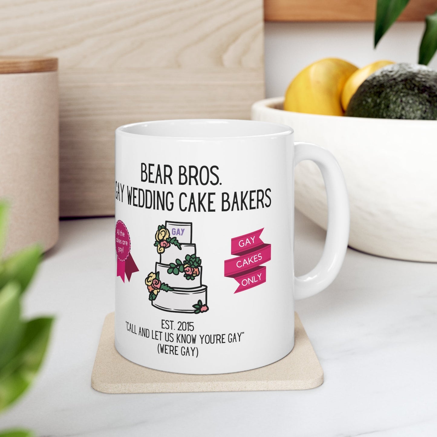 Bear Bros. Gay Wedding Cake Bakers Ceramic Mug 11oz