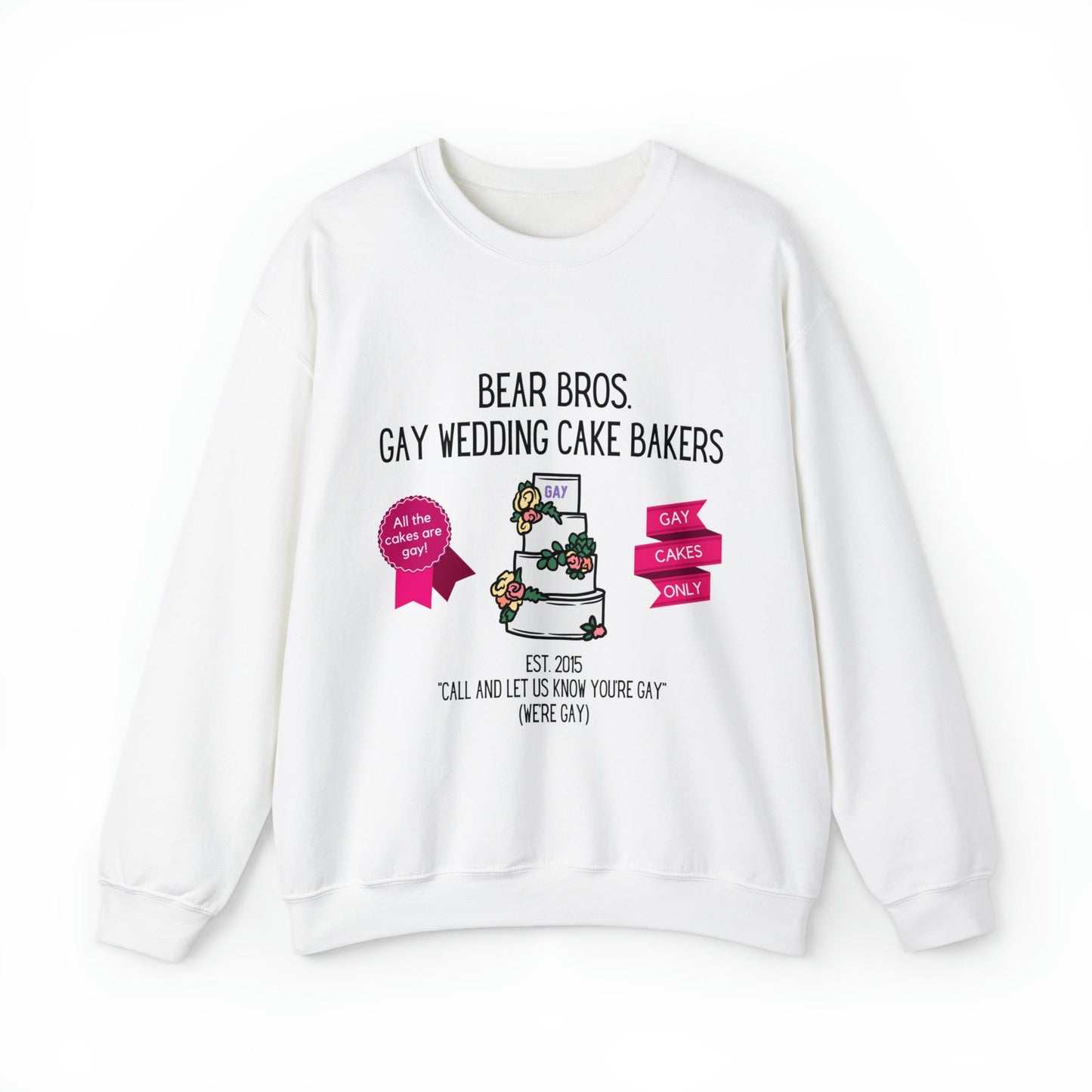 Bear Bros. Gay Wedding Cake Bakers Unisex Heavy Blend™ Crewneck Sweatshirt Sizes SM-5XL | Plus Size Available