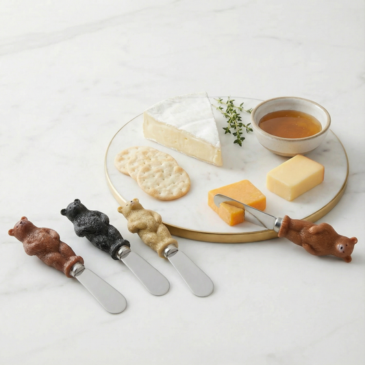 Bears Polyresin Cheese Spreader | 4-Piece Set Cheese Love Gift
