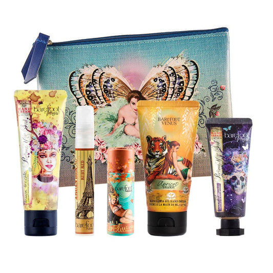 Beauty Mini Glow Essentials in Mythical Goddess Bag | Handmade + Cruelty-Free | Lips Hand Body Oil Moisturizer Kit