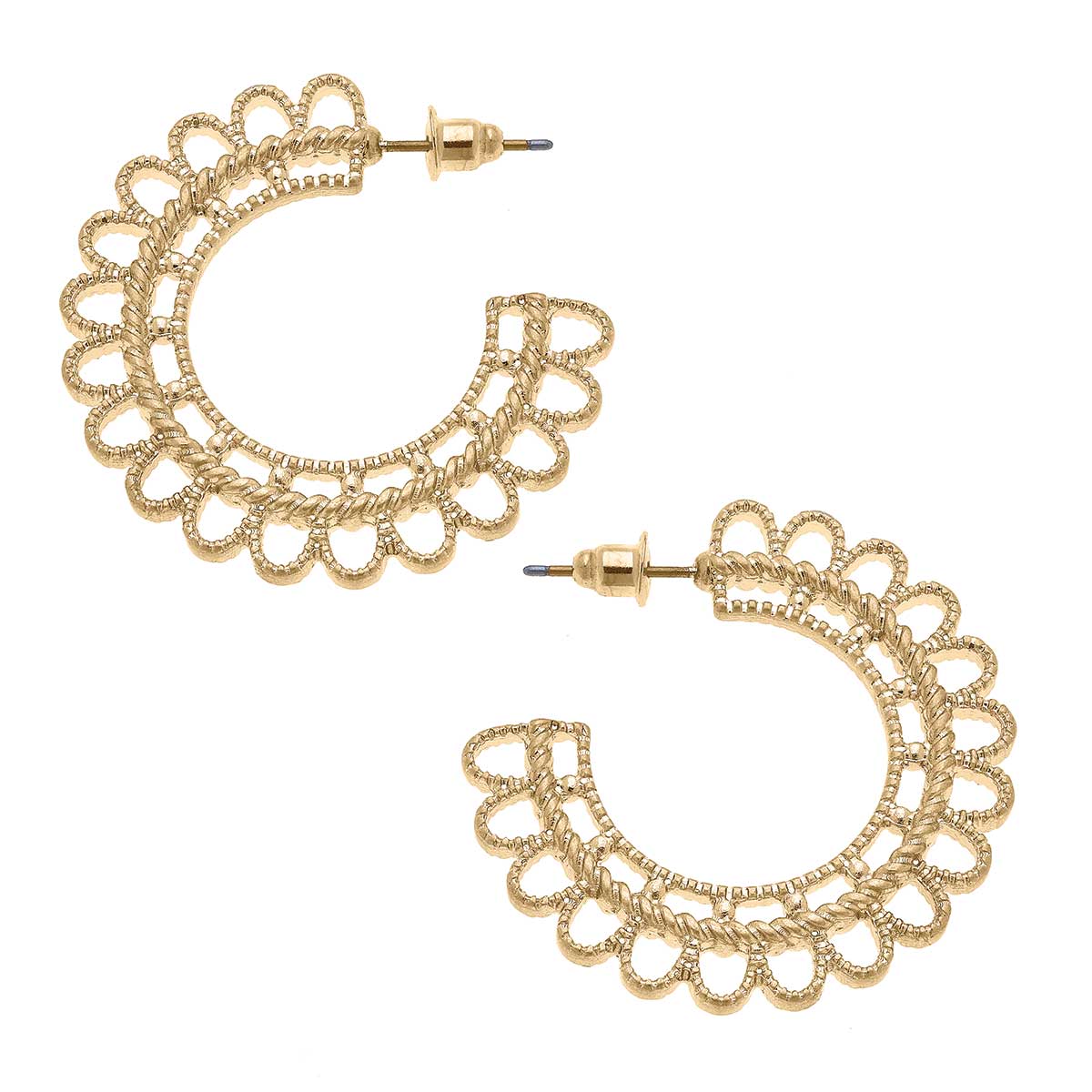 Becca Scalloped Hoop Earrings in Worn Gold | Fashion Jewelry