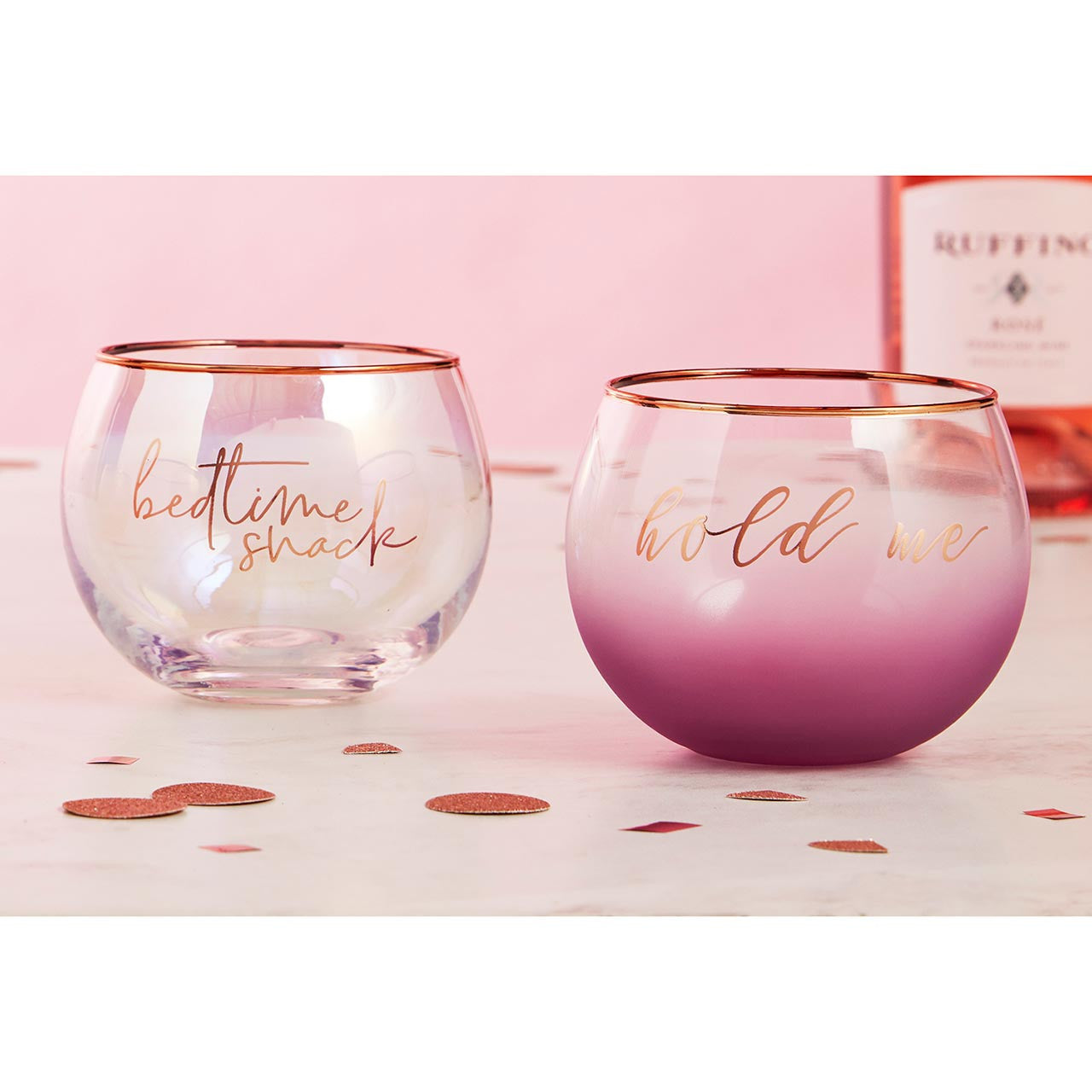 Bedtime Snack Roly Poly Glass | Iridescent Cocktail Wine Glass | 13oz