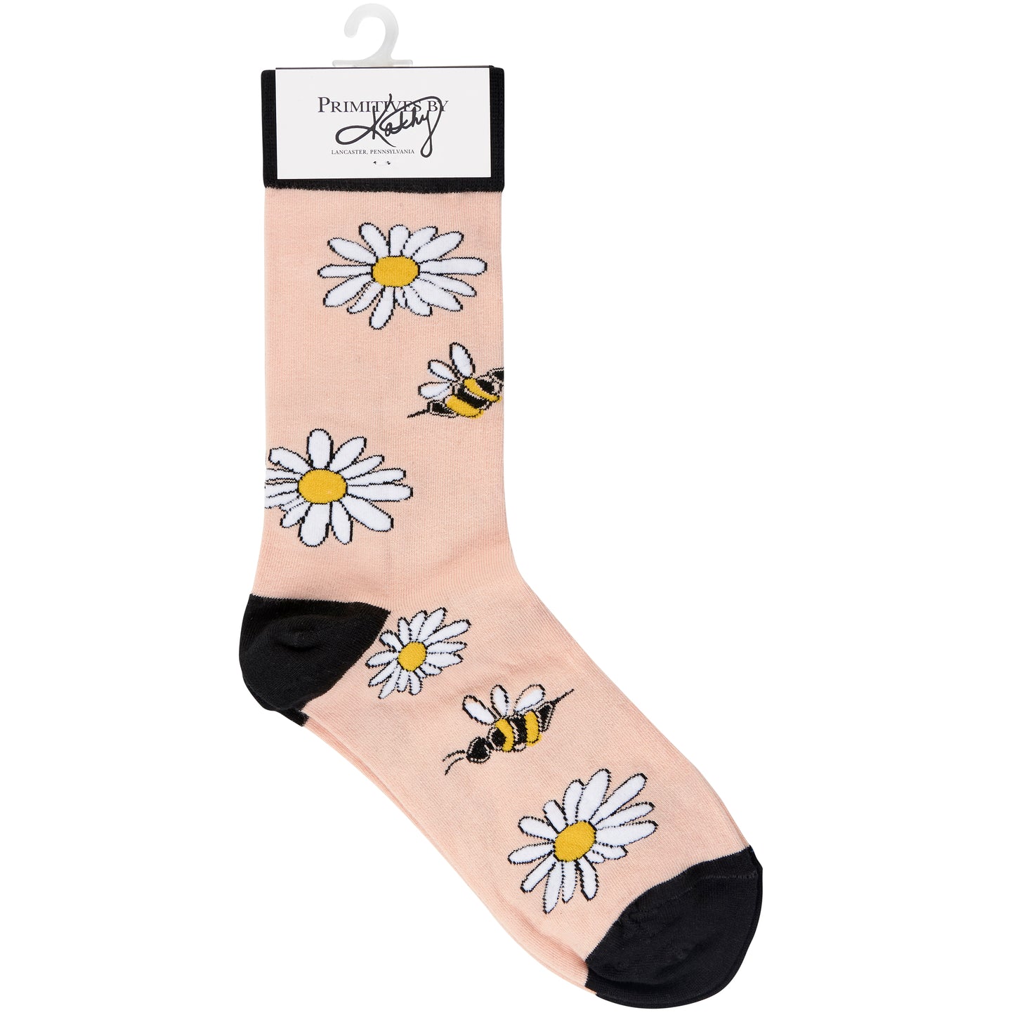 Bee And Daisy Socks in Peach