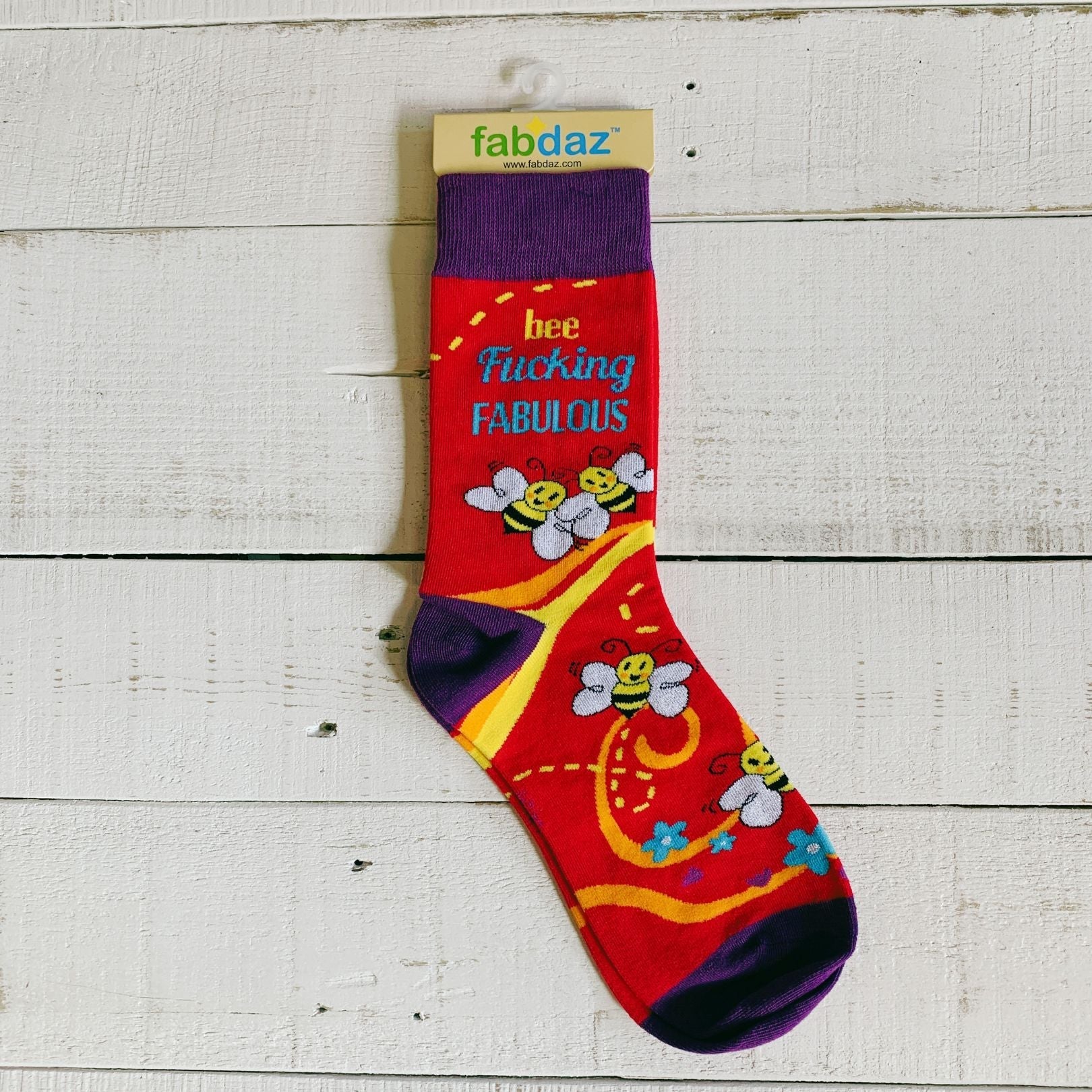 Bee F..king Fabulous Sassy Ladies' Crew Socks | Cute Bees Design Women's Novelty Socks