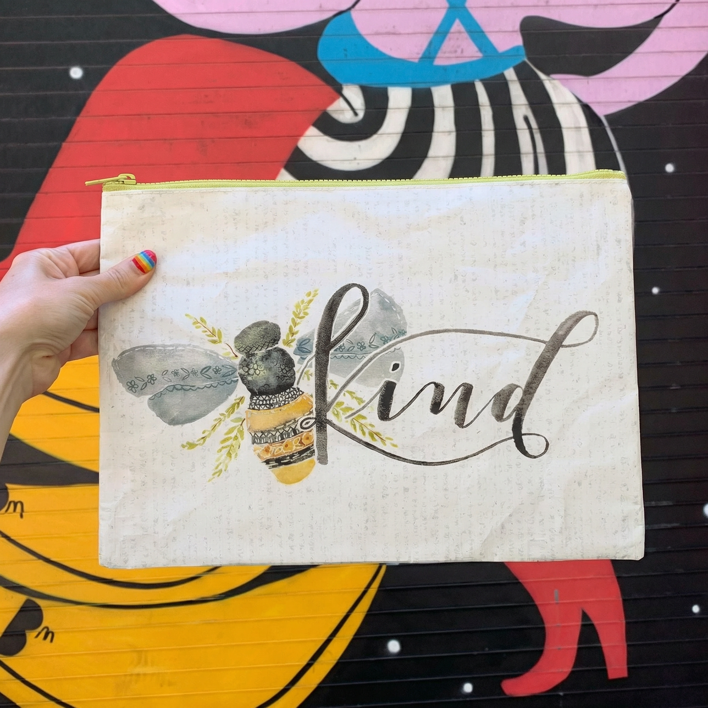 Bee Kind Zipper Folder | Recycled Bee Floral Letter Size Pouch