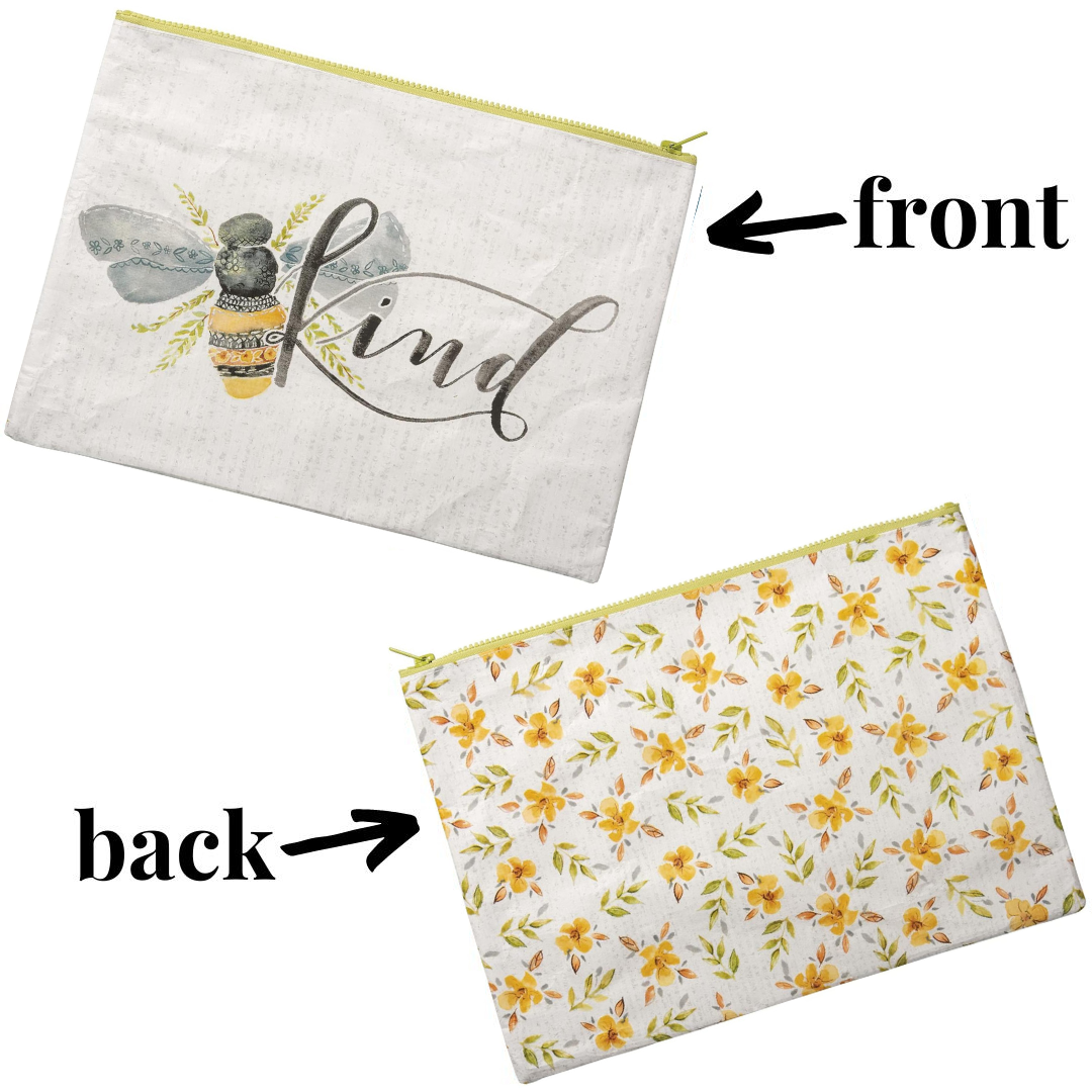 Bee Kind Zipper Folder | Recycled Bee Floral Letter Size Pouch