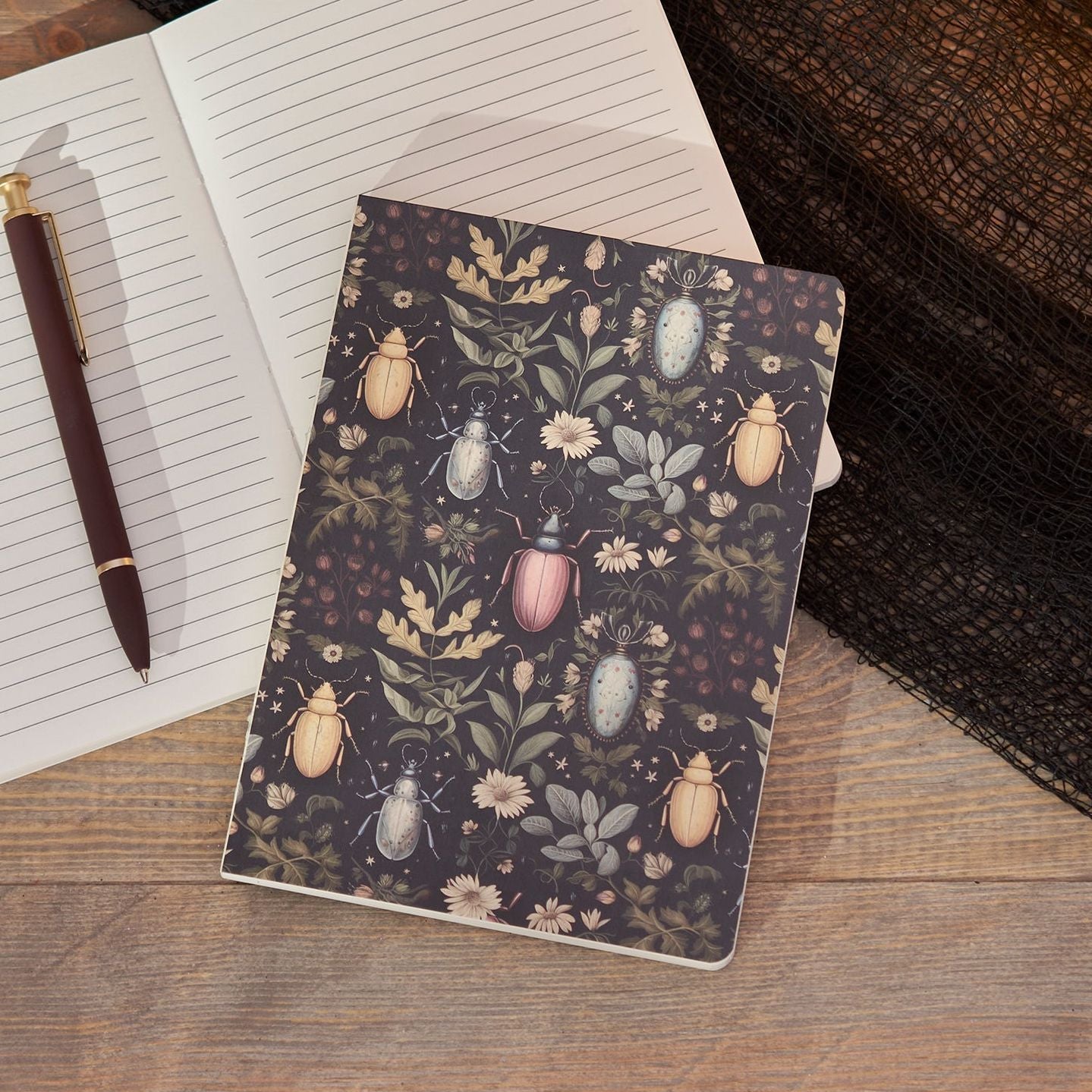 Beetles and Florals Journal | Double-Sided Notebook | 160 Lined Pages