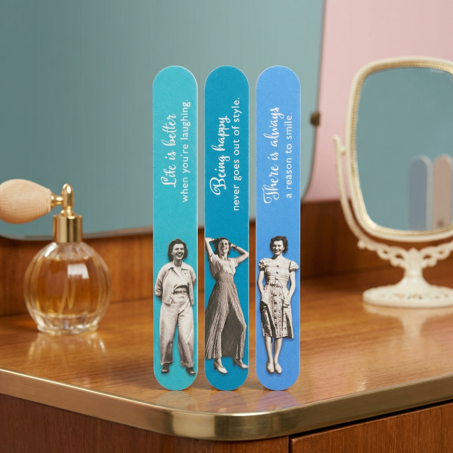 Being Happy Emery Boards Set of 3 Vintage-Inspired Nail Files SME21