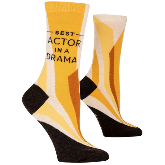 Best Actor in a Drama Women's Crew Socks in Yellow | BlueQ at GetBullish