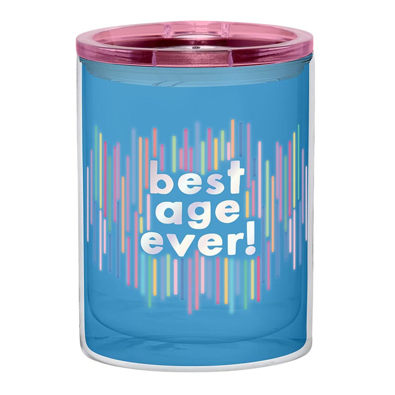 Best Age Ever Birthday Double-Wall Short Tumbler in Blue | Insulated Acrylic Travel Tumbler with Lid