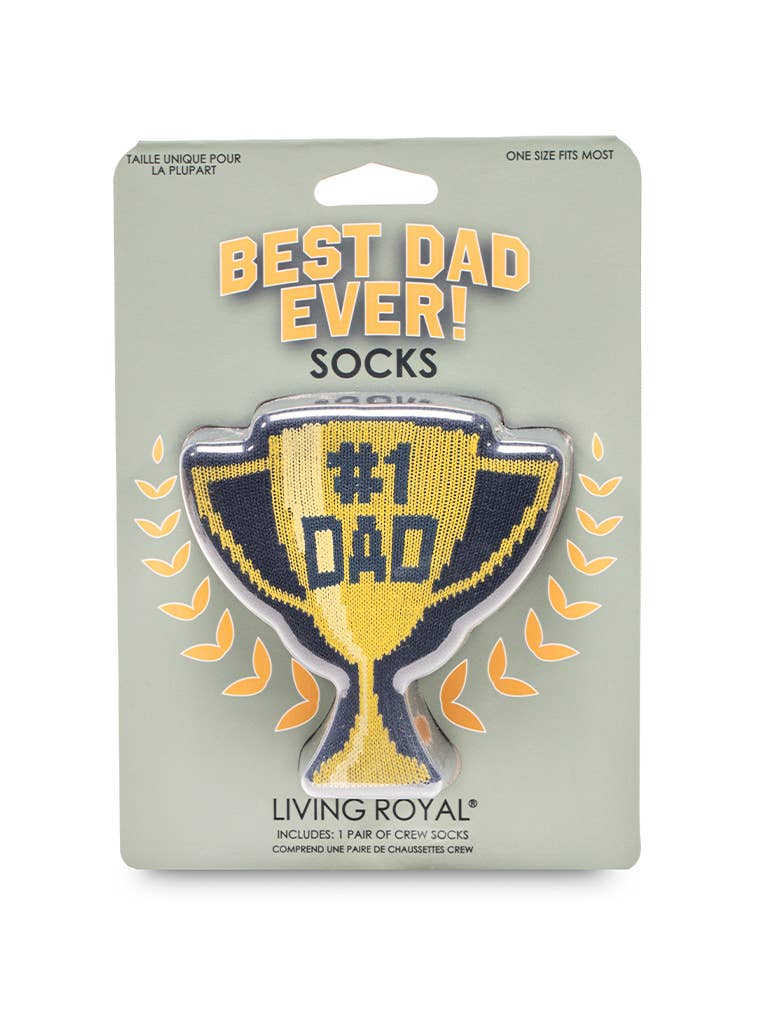 Best Dad Ever #1 Dad Trophy Crew Socks | 3D Packaged