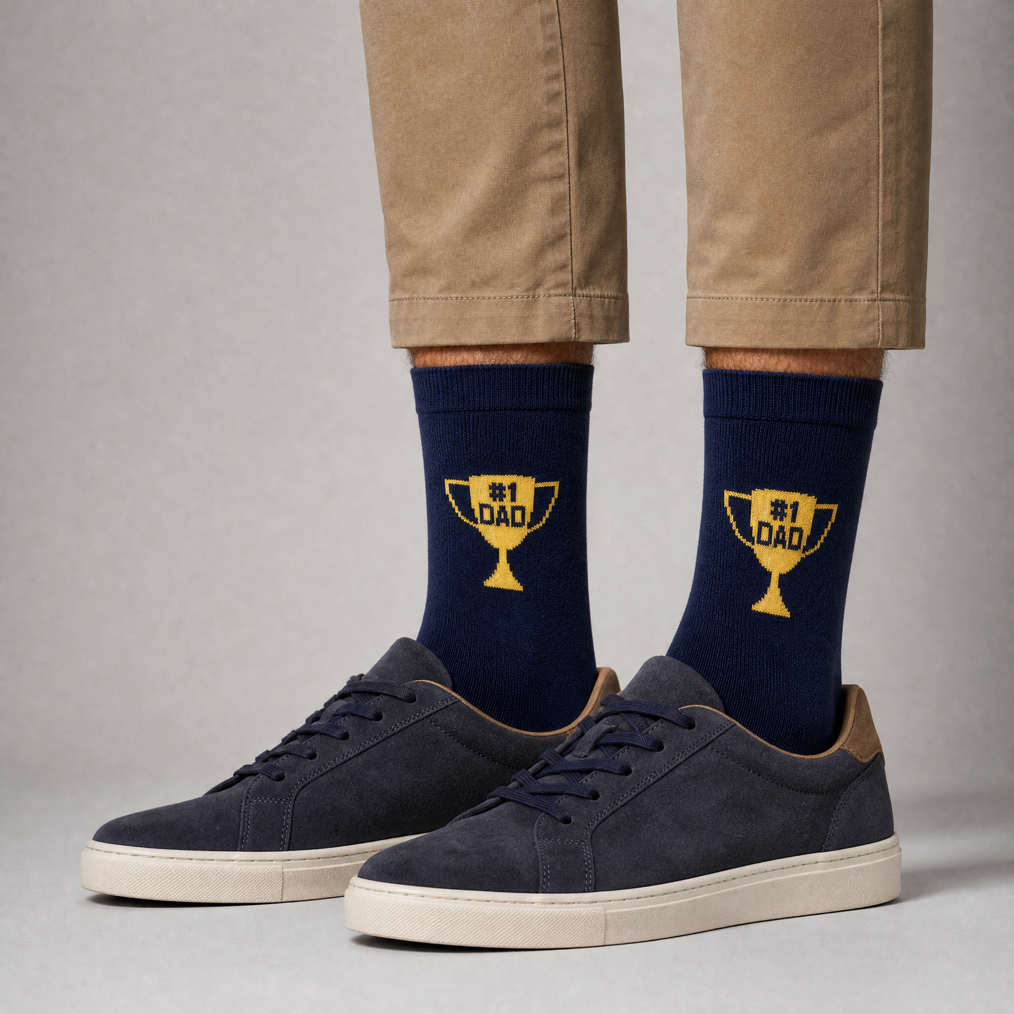 Best Dad Ever #1 Dad Trophy Crew Socks | 3D Packaged-Living Royal-The Bullish Store