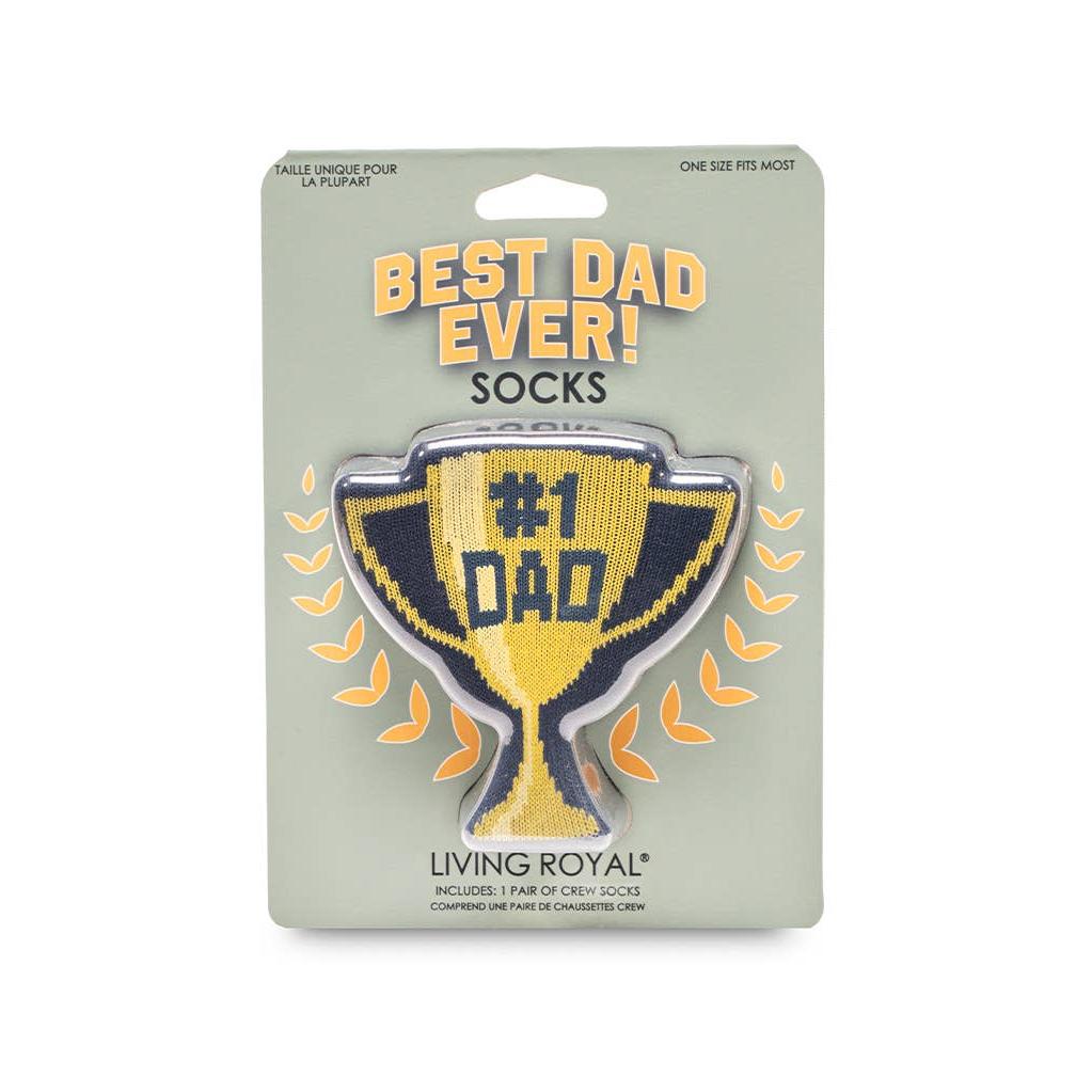 Best Dad Ever #1 Dad Trophy Crew Socks | 3D Packaged-Living Royal-The Bullish Store