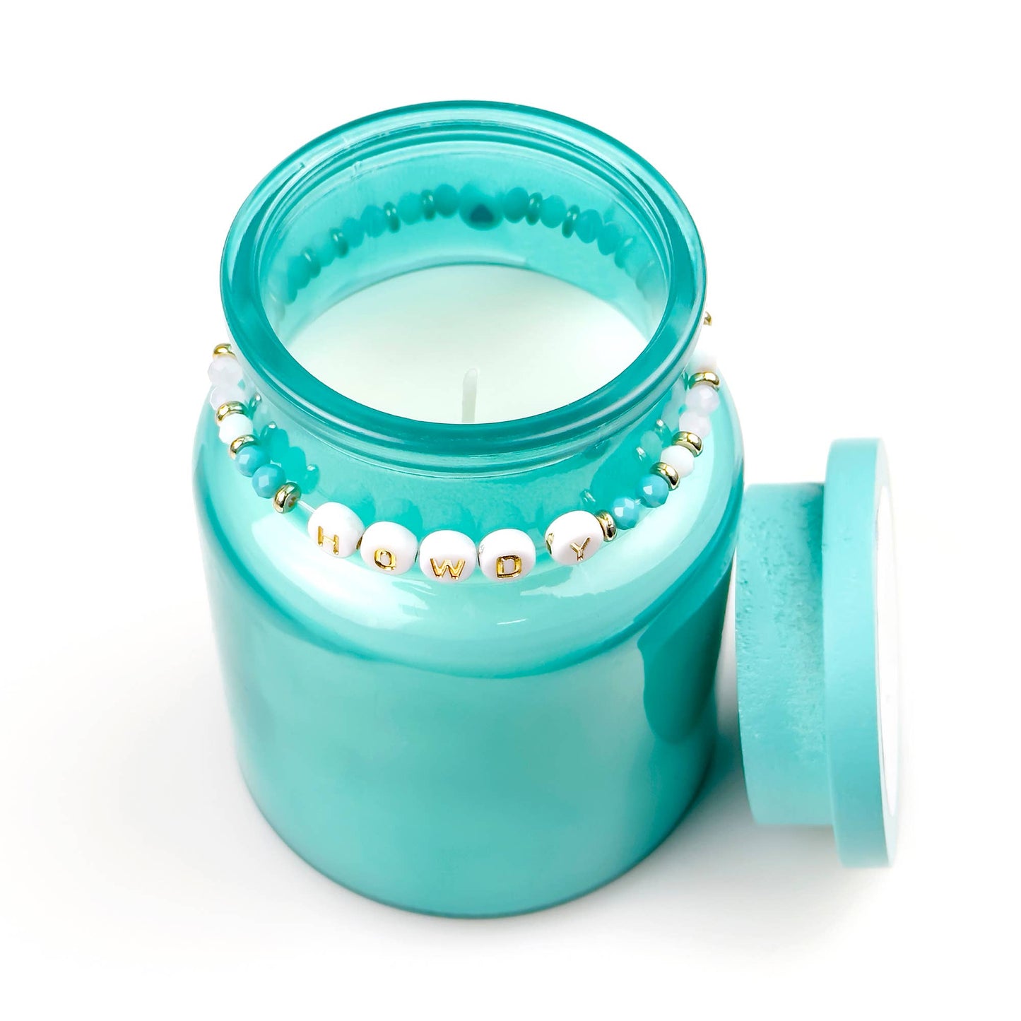 Golden Howdy Candle & Bracelet Set | Scented Candle & Beaded Bracelet Giftable Set