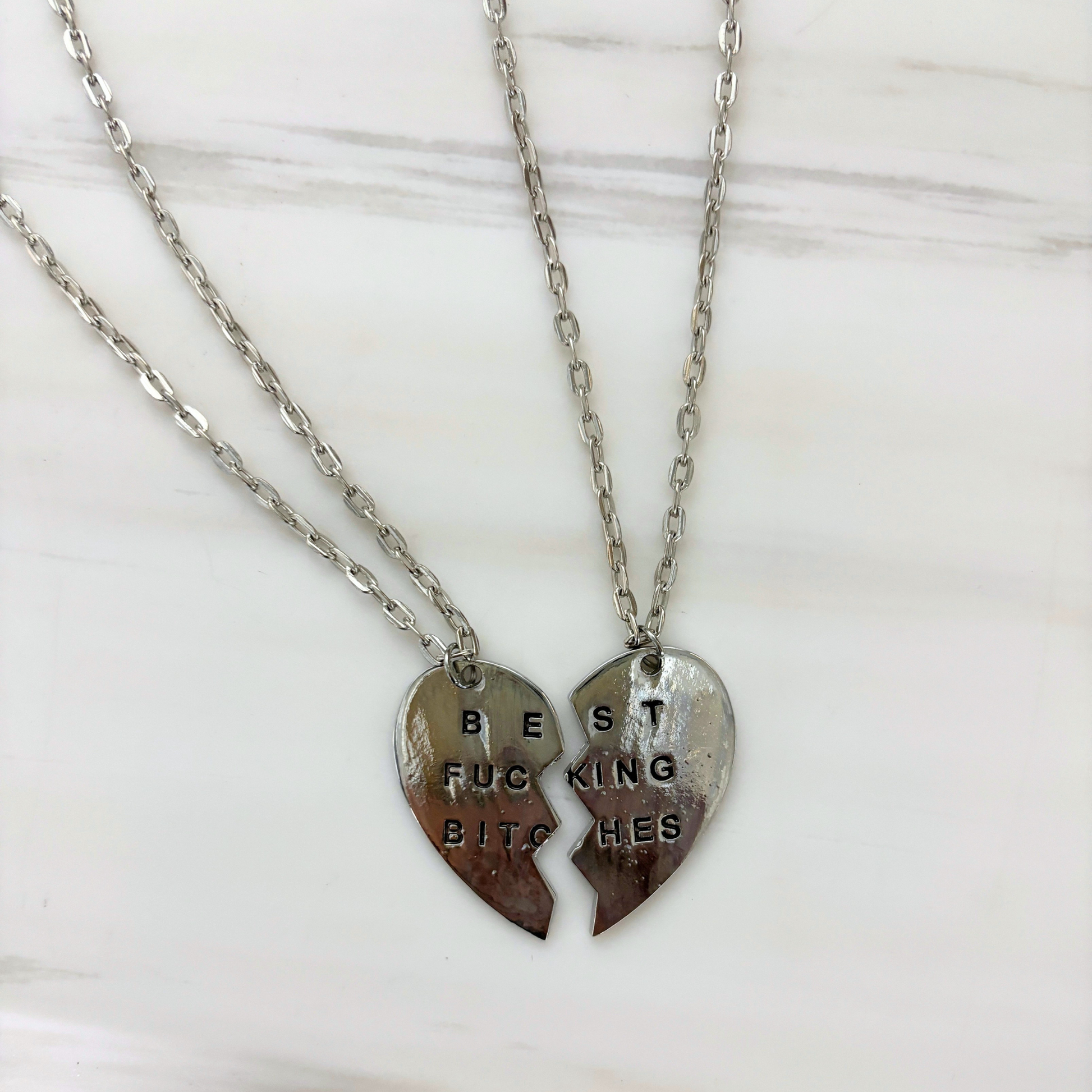 Best Fucking Bitches Set of 2 Best Friends Necklaces in Silver or Gold