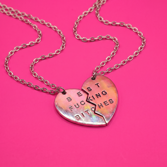 Best Fucking Bitches Set of 2 Best Friends Necklaces in Silver or Gold