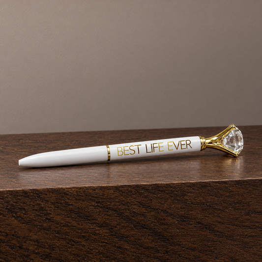 Best Life Ever Gem Pen in Gift Box | Jewel-Topped Gift Pen in Gold-Santa Barbara Design Studio-The Bullish Store
