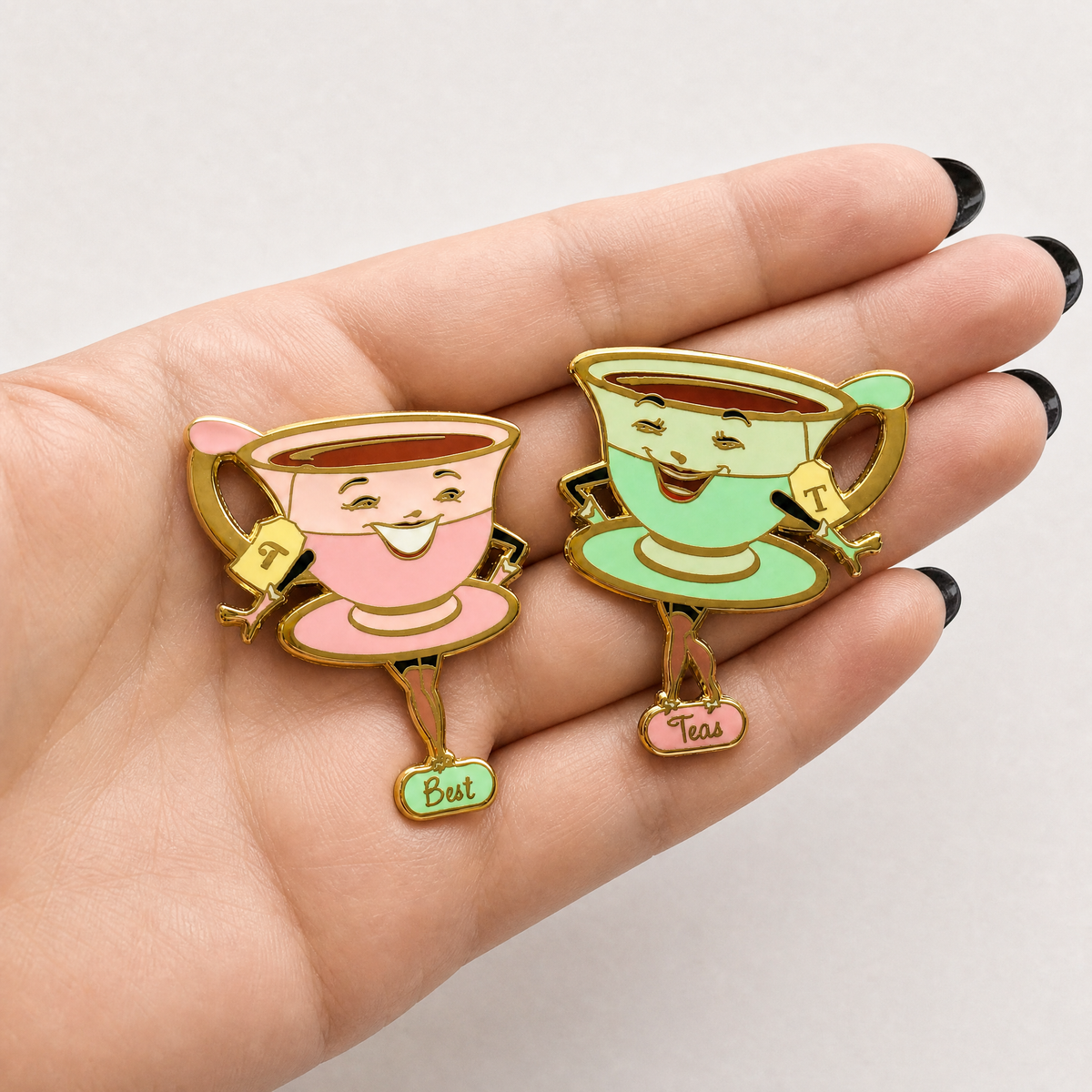 Best Teas Hard Enamel Pin Set of 2 | Gold-Plated Teacups-Kitschy Delish-The Bullish Store
