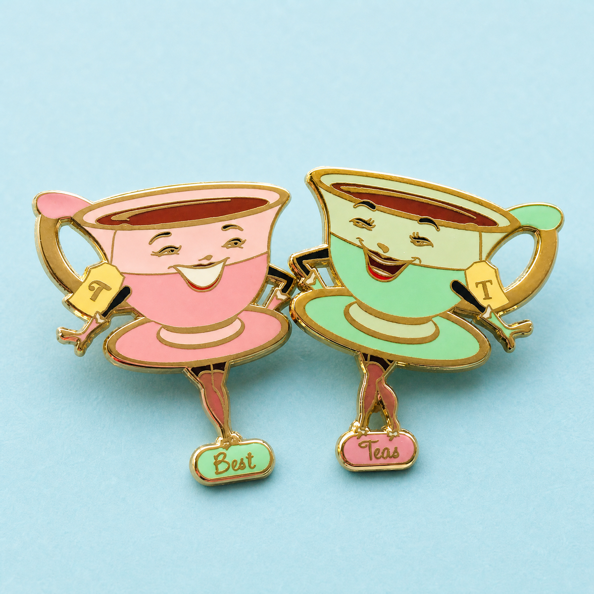 Best Teas Hard Enamel Pin Set of 2 | Gold-Plated Teacups-Kitschy Delish-The Bullish Store