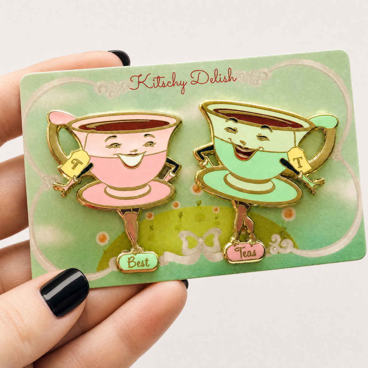 Best Teas Hard Enamel Pin Set of 2 | Gold-Plated Teacups-Kitschy Delish-The Bullish Store