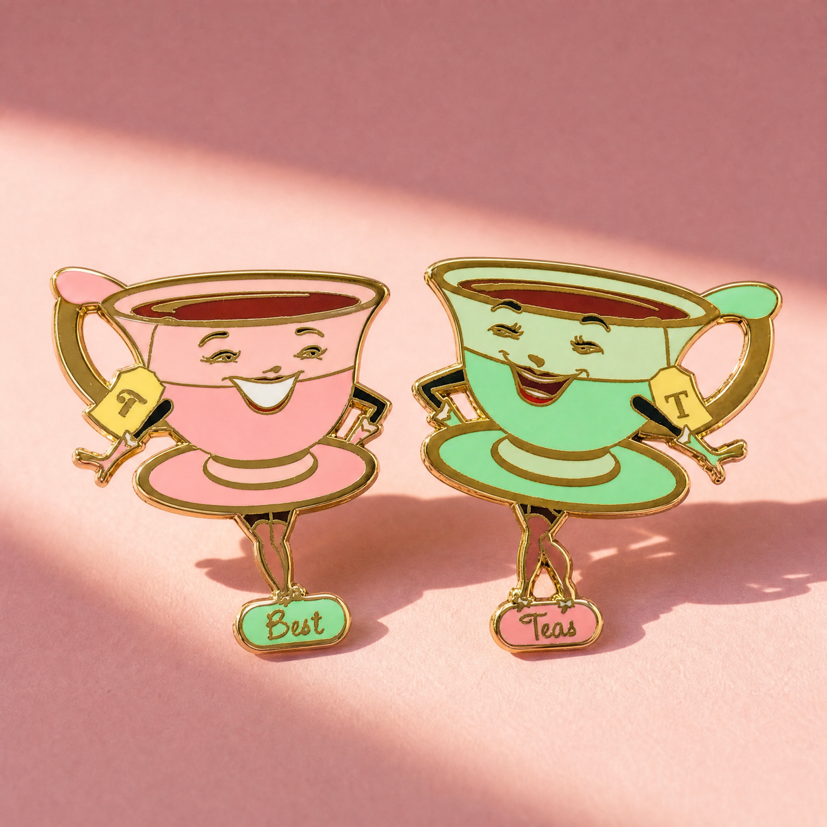 Best Teas Hard Enamel Pin Set of 2 | Gold-Plated Teacups-Kitschy Delish-The Bullish Store