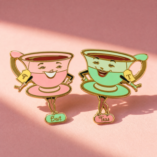 Best Teas Hard Enamel Pin Set of 2 | Gold-Plated Teacups-Kitschy Delish-The Bullish Store